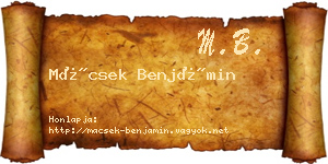 Mácsek Benjámin névjegykártya